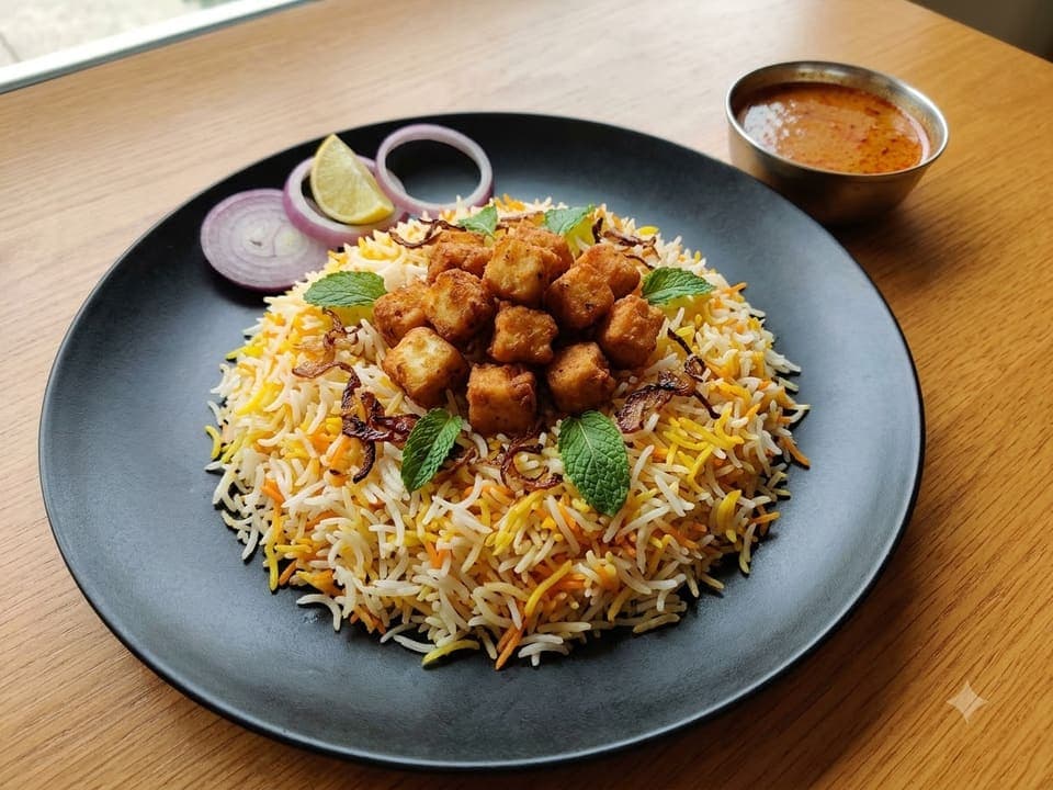 Paneer Popcorn Biryani